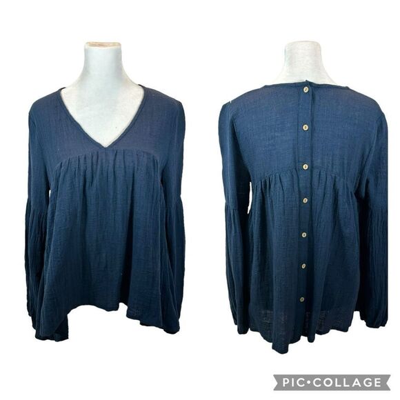Brand‎ new with Tags Altar’d State Blue Button Back Long Sleeve Blouse Medium - Picture 1 of 13